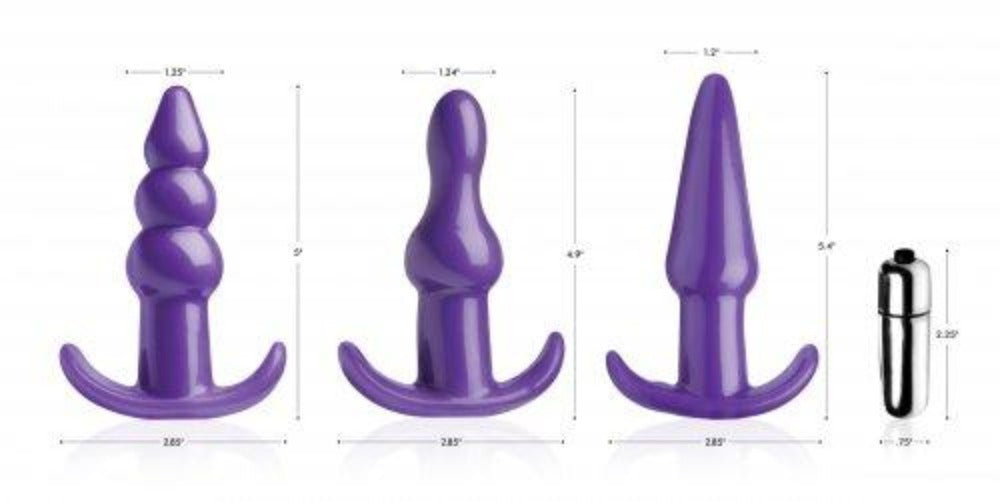 Frisky Thrill Trio Anal Plug Set 3-Piece - Purple
