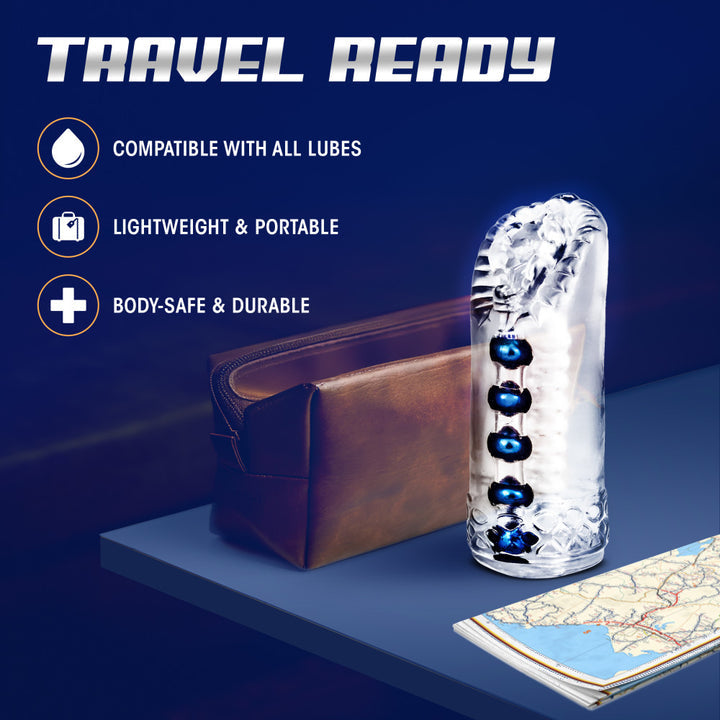 M For Men By Blush X5 Plus TPE Snatch Textured Stroker – Clear