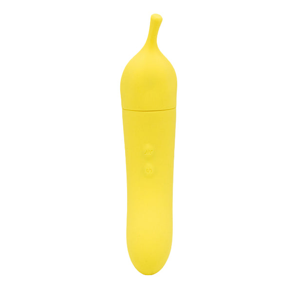 Banana Cream Dual-Ended Clitoral Air Pulse and G-Spot Vibrator - Yellow