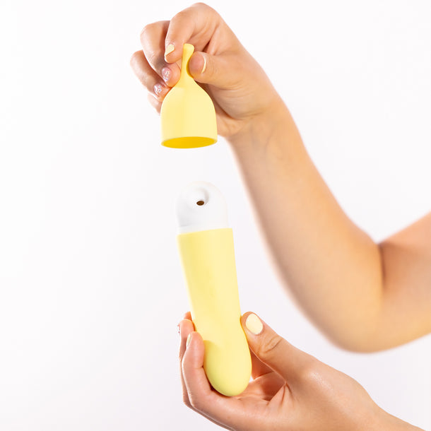 Banana Cream Dual-Ended Clitoral Air Pulse and G-Spot Vibrator - Yellow