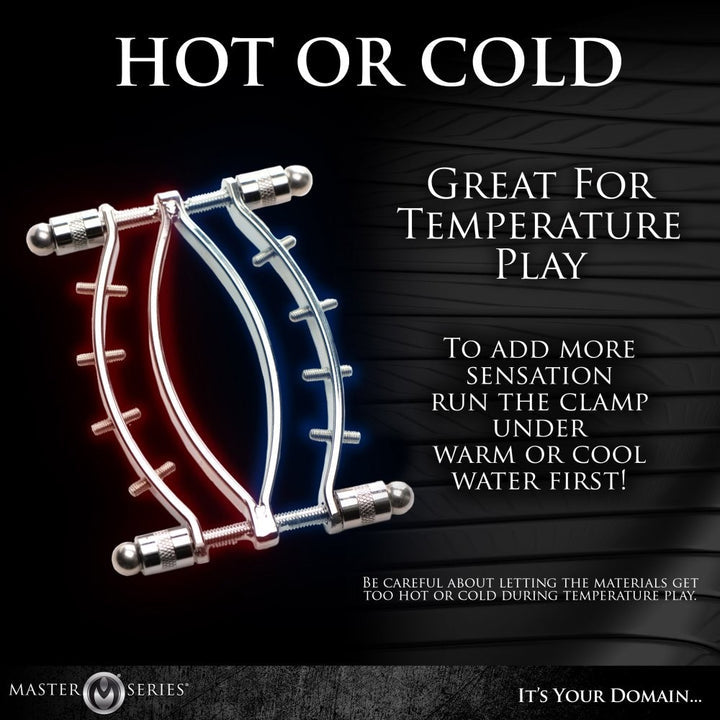 Master Series Spread Em Stainless Steel Poker Labia Clamp with Adjustable Pressure Screws