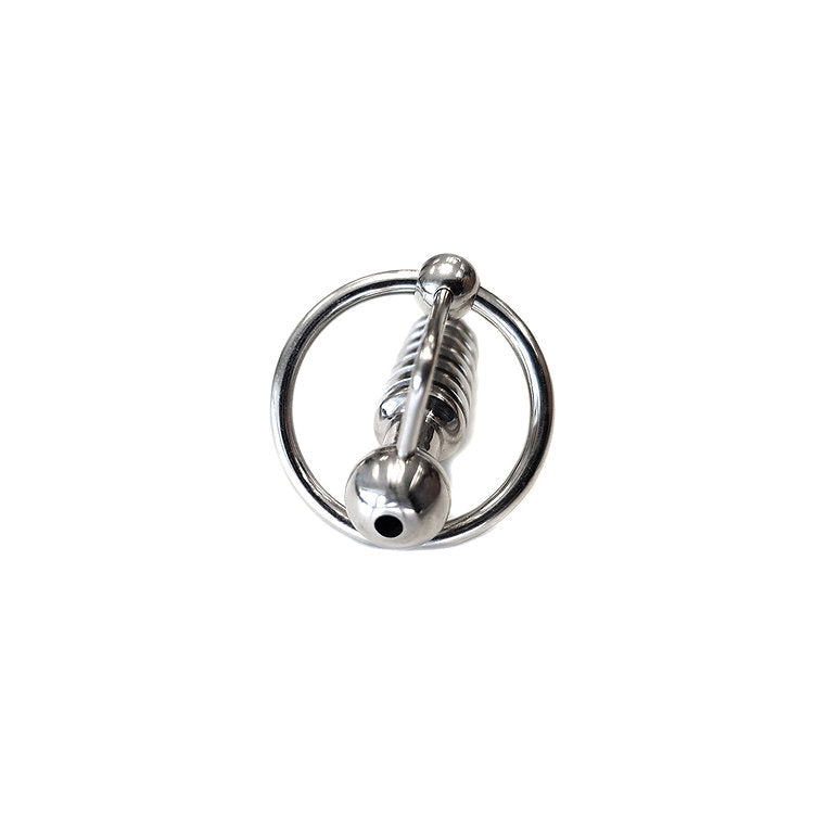 Rouge Group 1cm thick Hollow Beaded Probe and Cock Ring - Stainless Steel