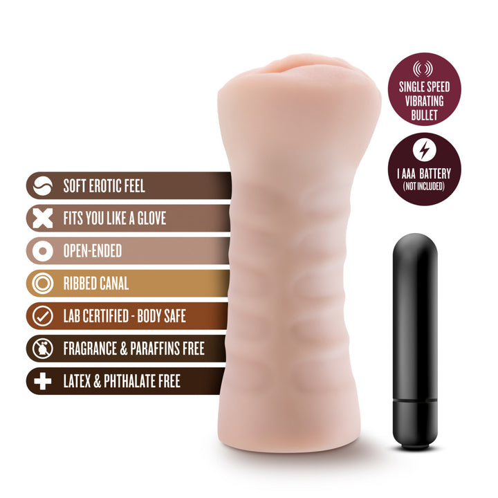 M For Men By Blush Ashley Realistic Vibrating Masturbator Stroker – Vanilla
