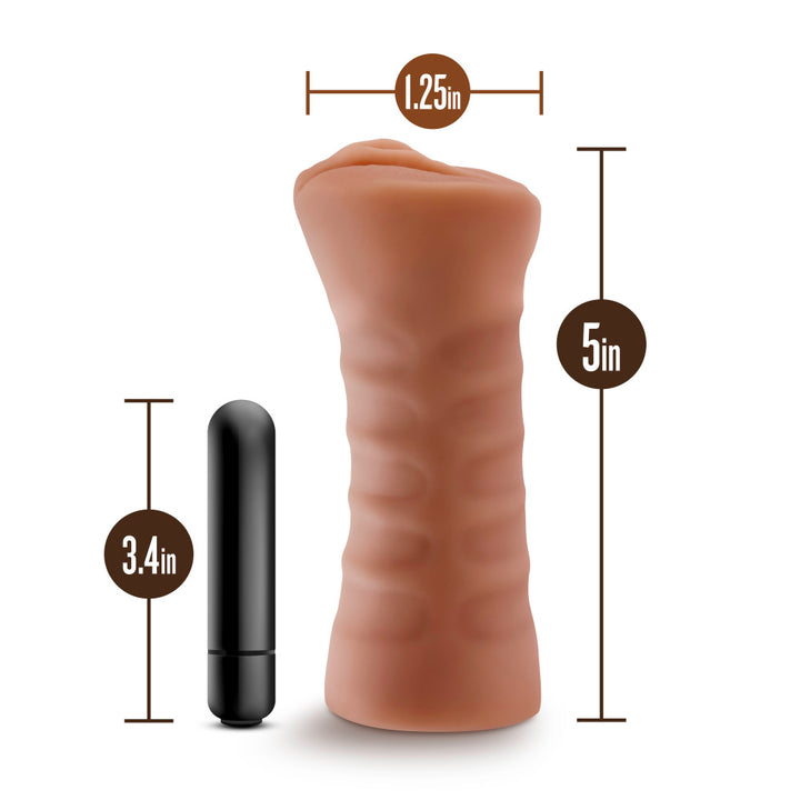 M For Men By Blush Julieta Realistic Vibrating Masturbator Stroker – Mocha