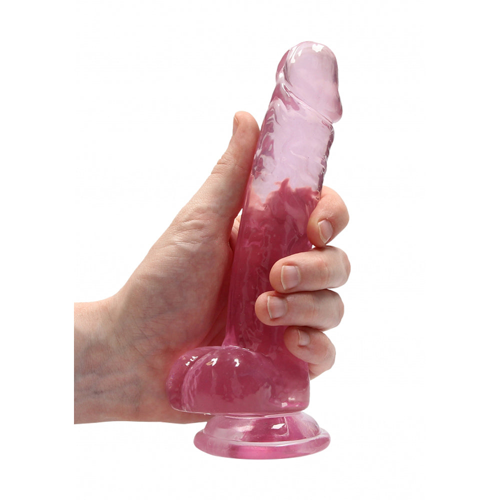RealRock Crystal Clear 7 inch Realistic Dildo with Balls - Pink