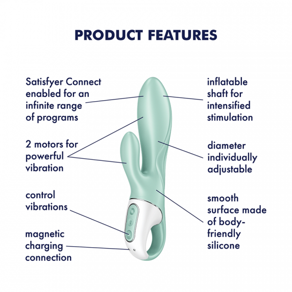 Satisfyer Air Pump Bunny 5 Rabbit Vibrator with Connect App - Mint