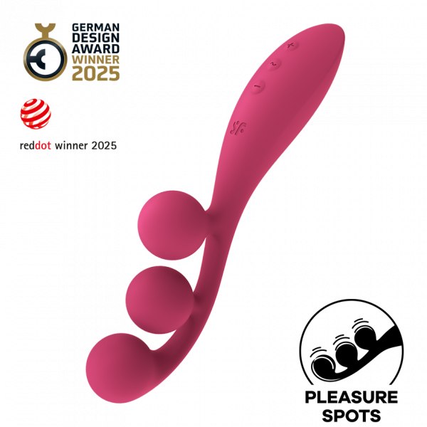 Satisfyer Tri Ball 1 Flexible Multi Vibe 8.8 Inch Rechargeable Silicone Vibrator - Red