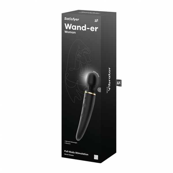 Satisfyer Wand-er Woman Wand Massager 50-Mode Silicone - Black
