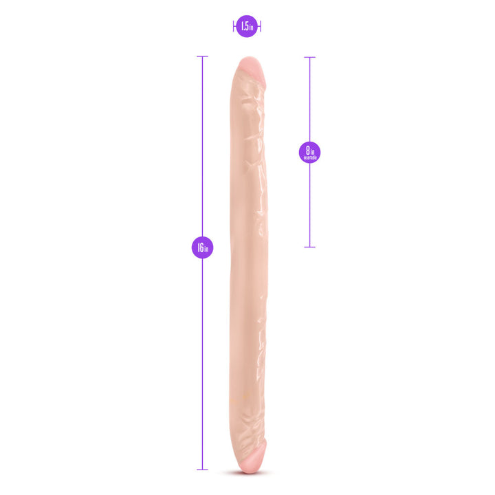 B Yours By Blush 16 Inch Double Ended Dildo - Beige